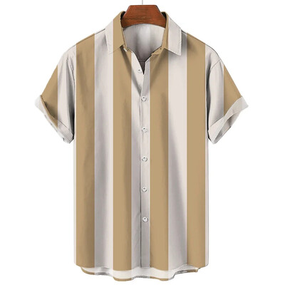 Ανδρικό πουκάμισο με ρίγες της Χαβάης Τρισδιάστατο τυπωμένο ανδρικό/γυναικείο casual fashion κοντομάνικο πουκάμισα με κουμπί Streetwear Υπερμεγέθη Unisex ρούχα