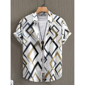 Cămașă pentru bărbați, cu mâneci scurte, pentru vara 2024, ocazională de vacanță