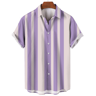 Jednostavna košulja s havajskim prugama za muškarce, ležerna modna ulična odjeća Dazn Prozračna gornja odjeća kratkih rukava Harajuku Blagdanska