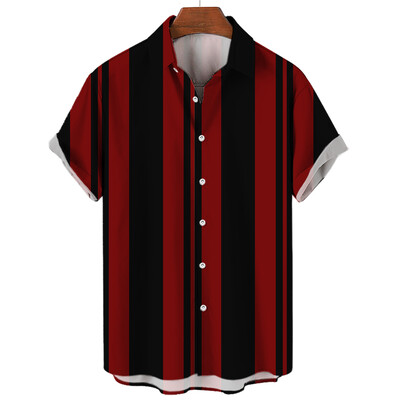 Jednostavna košulja s havajskim prugama za muškarce, ležerna modna ulična odjeća Dazn Prozračna gornja odjeća kratkih rukava Harajuku Blagdanska