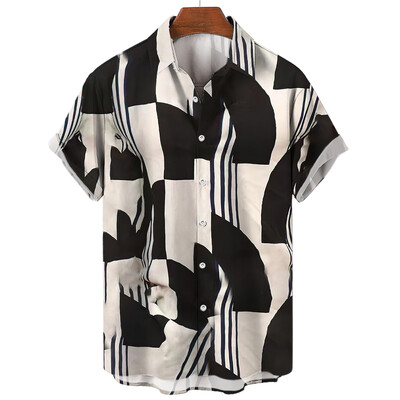 Muška havajska košulja kratkih rukava, elegantna ljetna prugasta moda s printom, ležerna društvena prevelika Y2k Harajuku luksuzna odjeća, vruća