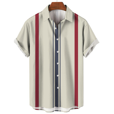 Muška havajska košulja kratkih rukava, elegantna ljetna prugasta moda s printom, ležerna društvena prevelika Y2k Harajuku luksuzna odjeća, vruća