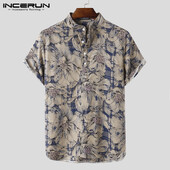 INCERUN Meeste trükitud Camisa Masculina suvine Hawaii pluus Meeste vintage särgid lühikeste varrukatega reväär Camisa vabaaja nööbid, pluusid