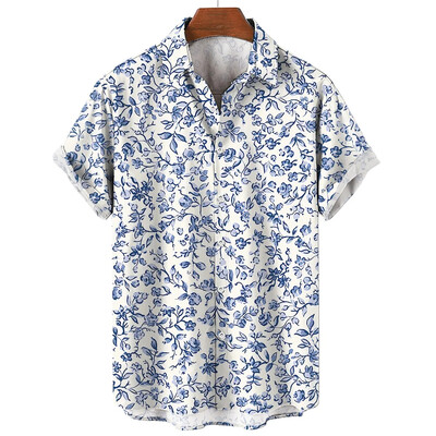 Cămașă pentru bărbați Plantă tropicală Topuri imprimate 3D Casual Fashion Flore Cămăși cu mâneci scurte Buton cu rever Imbracaminte de stradă Îmbrăcăminte unisex