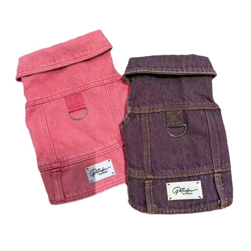 Нова дънкова жилетка за домашни любимци Изпран изцяло памучен деним Bixiong Bomei Teddy Модерни дрехи Палто за кучета Дрехи за кученца Жилетка за кучета Костюм за кучета