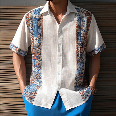 Cămașă pentru bărbați cu model floral imprimat cu rever în aer liber Stradă cu mânecă scurtă cu imprimeu Îmbrăcăminte Designer de modă Casual Moale