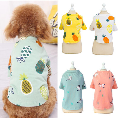 Cute Fruit Print Kisállatruházat Nyári pamut kutyamellény kiskutyáknak Chihuahua Pomeranian Puppy póló Ruházat Outfit ropa perro