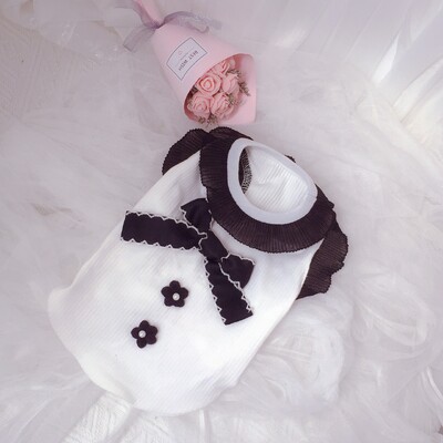 Koeravest Trend Bow Riided Kevadsuvi Šnautser Väike koerakutsikas Kaisukoer Kass Must Valge Vest Kutsika Riided Tühjad koerasärgid