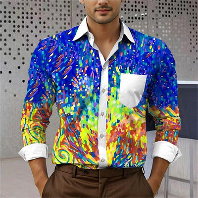 Nova muška košulja s 3D ispisom iz 2024., proljeće/ljeto, poslovna, ležerna košulja s dugim rukavima S-6XL, udobna tkanina