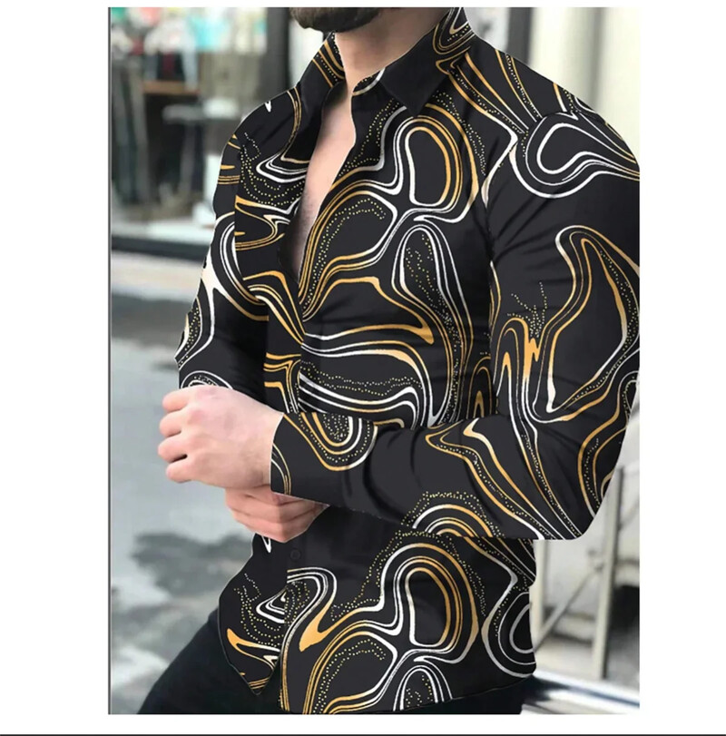 Nova muška košulja s 3D ispisom iz 2024., proljeće/ljeto, poslovna, ležerna košulja s dugim rukavima S-6XL, udobna tkanina