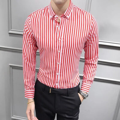 Ανδρικό μακρυμάνικο κορεάτικο μοντέρνο πουκάμισο casual ριγέ μακρυμάνικο φθινοπωρινό μόδας Ανδρικά ρούχα casual