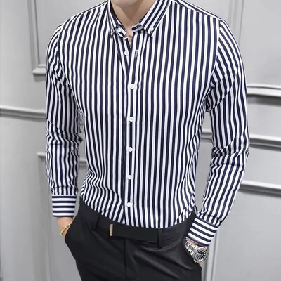 Ανδρικό μακρυμάνικο κορεάτικο μοντέρνο πουκάμισο casual ριγέ μακρυμάνικο φθινοπωρινό μόδας Ανδρικά ρούχα casual