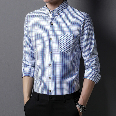 Nova muška ležerna prugasta košulja s reverima za ljetnu modnu udobnost bez peglanja Top otporan na bore