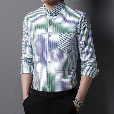 Nova muška ležerna prugasta košulja s reverima za ljetnu modnu udobnost bez peglanja Top otporan na bore