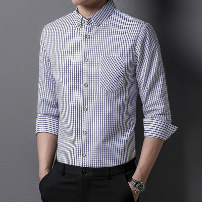 Nova muška ležerna prugasta košulja s reverima za ljetnu modnu udobnost bez peglanja Top otporan na bore