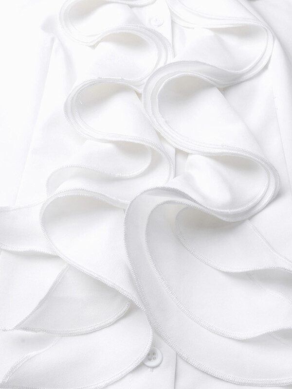 ZANZEA Elegantne ženske bluze Topovi s volanima Modne majice dugih rukava Flounce Blusas Elegantna OL radna košulja Ženske bijele bluze