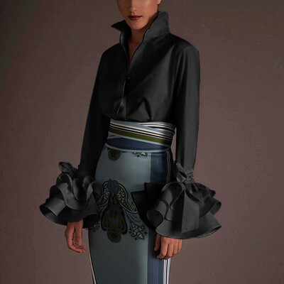 Elegantne kontoripluus Naiste moodsad särgid, tuunika 2024 VONDA pikkade varrukatega topid vabaaja täisnööpidega peopluusid, naiselikud