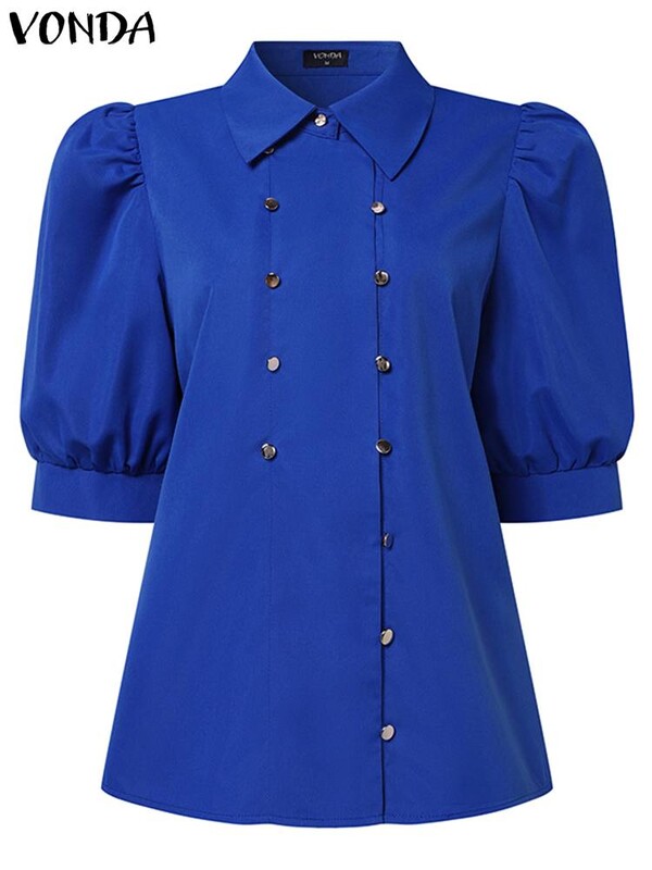 VONDA Ženske elegantne košulje Ljeto 2024. Modne bluze s polupuf rukavima Topovi tunike Ležerne jednobojne Blusas Femininas