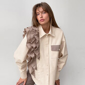 Ebaregulaarne volangidega särk naistele 2023 avar üherealine topp naistele kontrastset värvi vabaaja revääridega kontori naiste särk