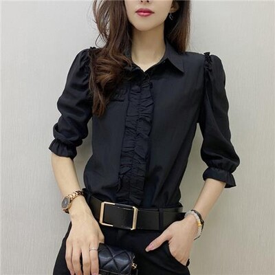 Naiste riided Slim Basic üherealine pluus Mood söödav puuseen, voldid pendeldamine 2023 kevadsuvi üherealine särk