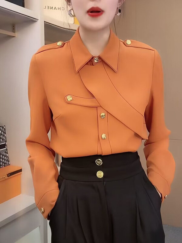 Nove ženske ženske proljeće ljeto jesen temperamentnog dizajna sa šiljastim ovratnikom Bijele tanke majice od šifona dugih rukava Host Singer Actor