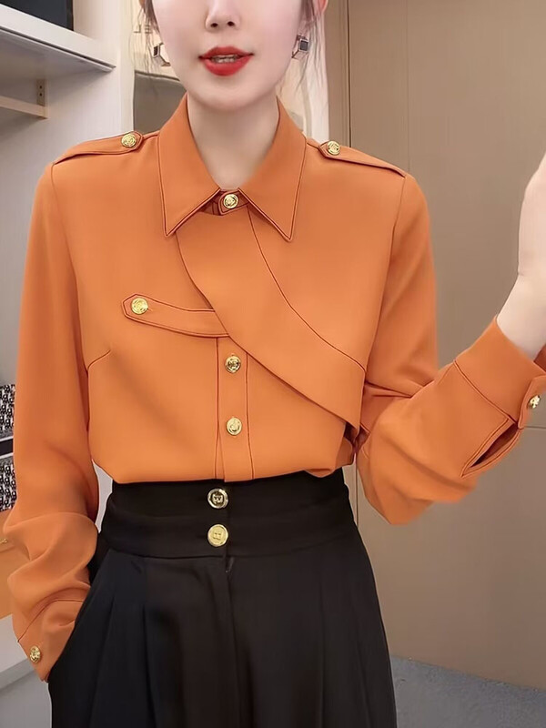 Nove ženske ženske proljeće ljeto jesen temperamentnog dizajna sa šiljastim ovratnikom Bijele tanke majice od šifona dugih rukava Host Singer Actor