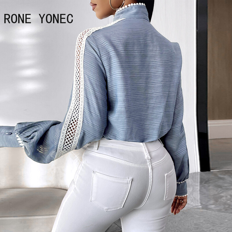 Naiste kolmemõõtmeline kaunistus aluskrae konks Lill õõnes pikad puhvis varrukad magus pluus top