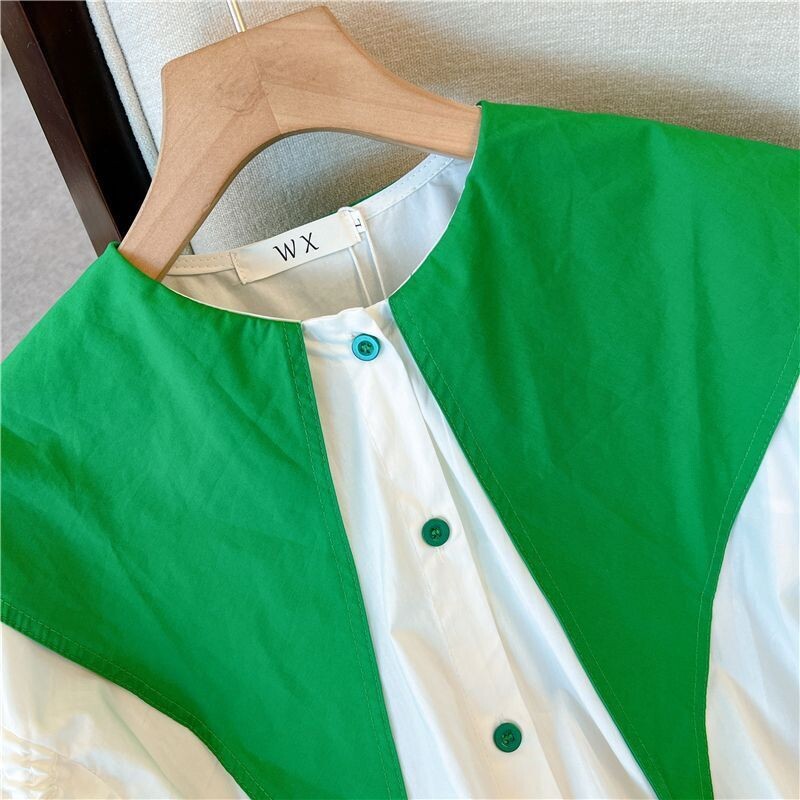 Ležerna široka bluza s otvorenim ovratnikom Proljeće Jesen Spojena ženska odjeća Jednoredno kopčanje Elegantna košulja s uzicom Novo
