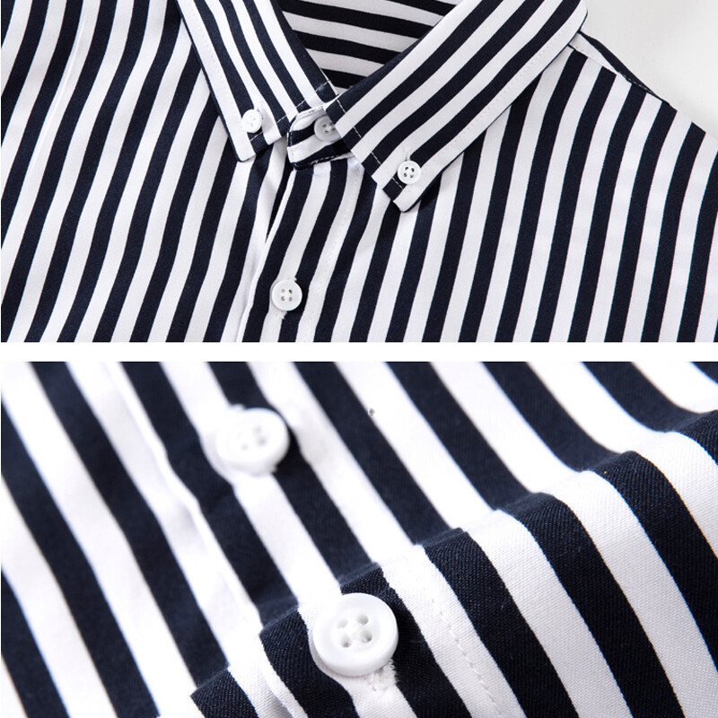 Νέο ανδρικό ριγέ πουκάμισο με μακρυμάνικο εκτύπωση αναπνεύσιμο μπλουζάκι πέτο Basic πουκάμισο για άνδρες Ελαφρύ πουκάμισο Χαβάης Streetwear
