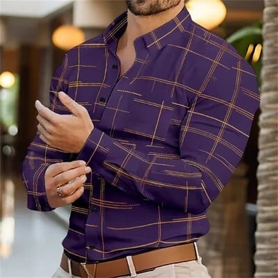 Muška ležerna retro modna košulja s ovratnikom na kopčanje, mekana i udobna muška majica, velika veličina