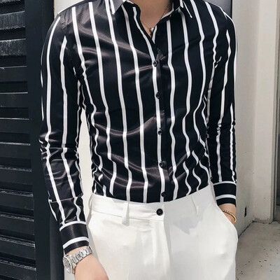 Cămașă Bărbat Rochie Formală Cămăși Oversize Pentru Bărbați Dungate Office Normal Vand Elegant Slim Fit Lucruri Ieftine Cu En-gros Xxl