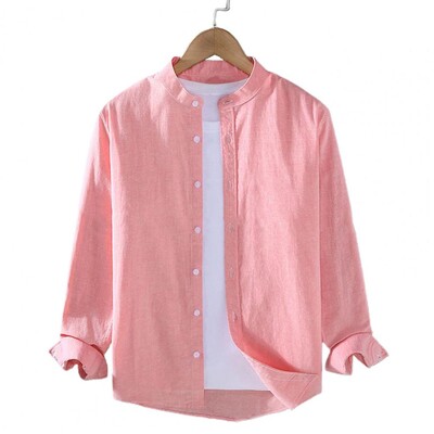 Muška proljetna košulja, jednoredno kopčanje, samostojeći ovratnik, kardigan košulja dugih rukava, labava prekomjerna muška jesenja majica srednje dužine