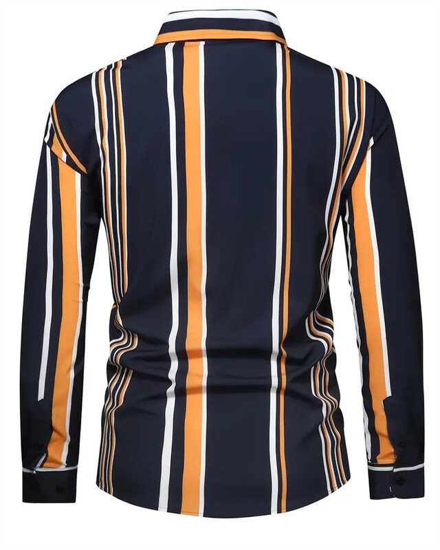Ανδρικό μακρυμάνικο πουκάμισο με κουμπιά με ριγέ σχέδιο, ανδρικά μπλουζάκια casual για άνοιξη και φθινόπωρο, Υψηλής ποιότητας μαλακό ύφασμα Oversized 6XL