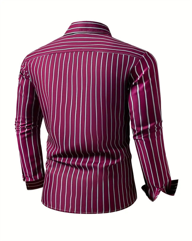 Ανδρικό μακρυμάνικο πουκάμισο με κουμπιά με ριγέ σχέδιο, ανδρικά μπλουζάκια casual για άνοιξη και φθινόπωρο, Υψηλής ποιότητας μαλακό ύφασμα Oversized 6XL