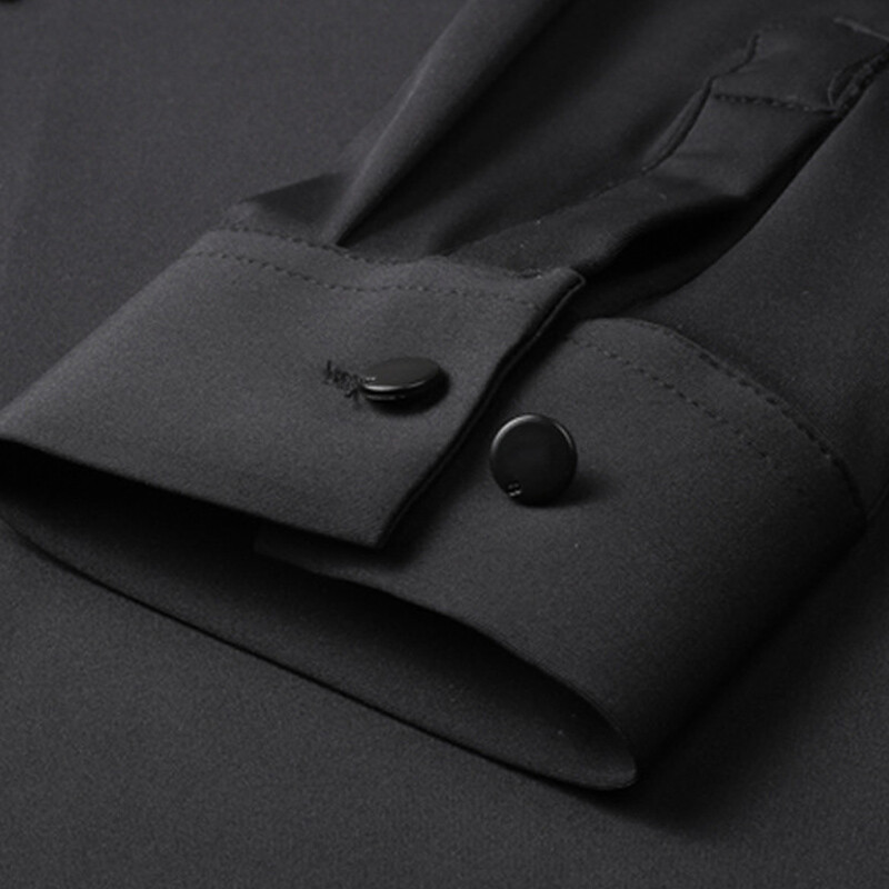 Muške visoke kvalitete, jednobojne, bešavne, visoke elastičnosti, udobne, uske košulje dugih rukava, uske društvene, ležerne poslovne svečane svečane košulje