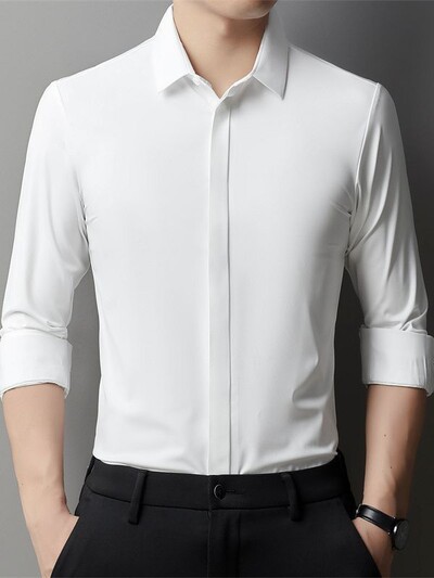 Muška ljetna košulja kratkih rukava Visoko elastična i besprijekorna cotta nova majica dugih rukava, tanka spandex koja se ne pegla, poslovna slobodno vrijeme