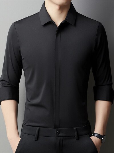 Muška ljetna košulja kratkih rukava Visoko elastična i besprijekorna cotta nova majica dugih rukava, tanka spandex koja se ne pegla, poslovna slobodno vrijeme