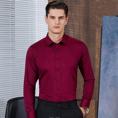 6XL 7XL 8XL 2023. Proljeće i jesen Nova čvrsta elastična muška majica dugih rukava otporna na nabore od bambusovih vlakana otporna na gužvanje