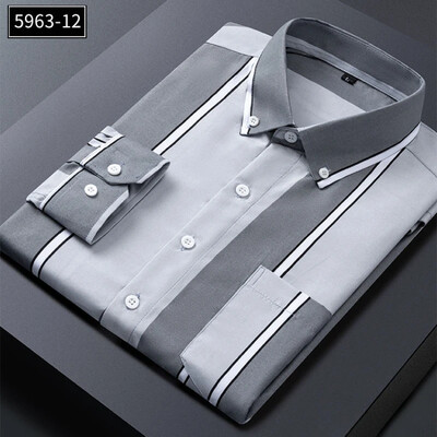 2024. aasta klassikaline triibuline meeste särk, Slim Fit ärilised pikkade varrukatega särgid plusssuuruses M-5XL Meeste sotsiaalsed vabaaja särgid Välisrõivad