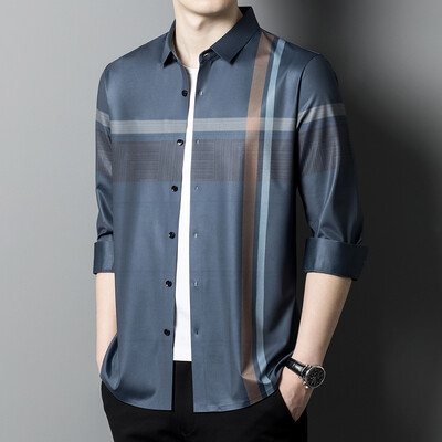 MLSHP Bešavne muške svečane košulje Luksuzne bešavne poslovne ležerne muške košulje dugih rukava Proljetne i jesenske tanke muške košulje 4XL