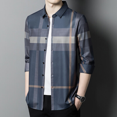 MLSHP Bešavne muške svečane košulje Luksuzne bešavne poslovne ležerne muške košulje dugih rukava Proljetne i jesenske tanke muške košulje 4XL