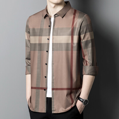 MLSHP Bešavne muške svečane košulje Luksuzne bešavne poslovne ležerne muške košulje dugih rukava Proljetne i jesenske tanke muške košulje 4XL