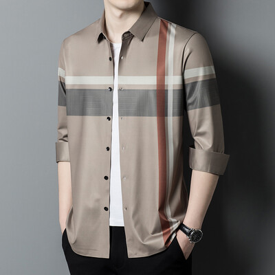 MLSHP Bešavne muške svečane košulje Luksuzne bešavne poslovne ležerne muške košulje dugih rukava Proljetne i jesenske tanke muške košulje 4XL