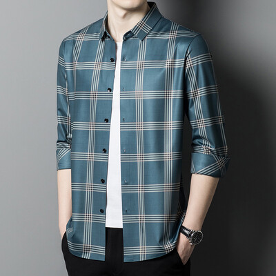 MLSHP Bešavne muške svečane košulje Luksuzne bešavne poslovne ležerne muške košulje dugih rukava Proljetne i jesenske tanke muške košulje 4XL