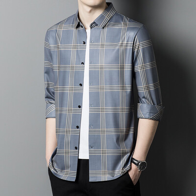 MLSHP Bešavne muške svečane košulje Luksuzne bešavne poslovne ležerne muške košulje dugih rukava Proljetne i jesenske tanke muške košulje 4XL