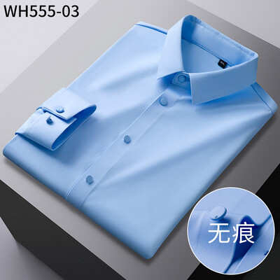 Νέο, υψηλής ελαστικότητας, μη σιδερένιο ανδρικό πουκάμισο μακρυμάνικο κορυφαίας ποιότητας λεπτό μονόχρωμο επίσημο φόρεμα πολυτελείας