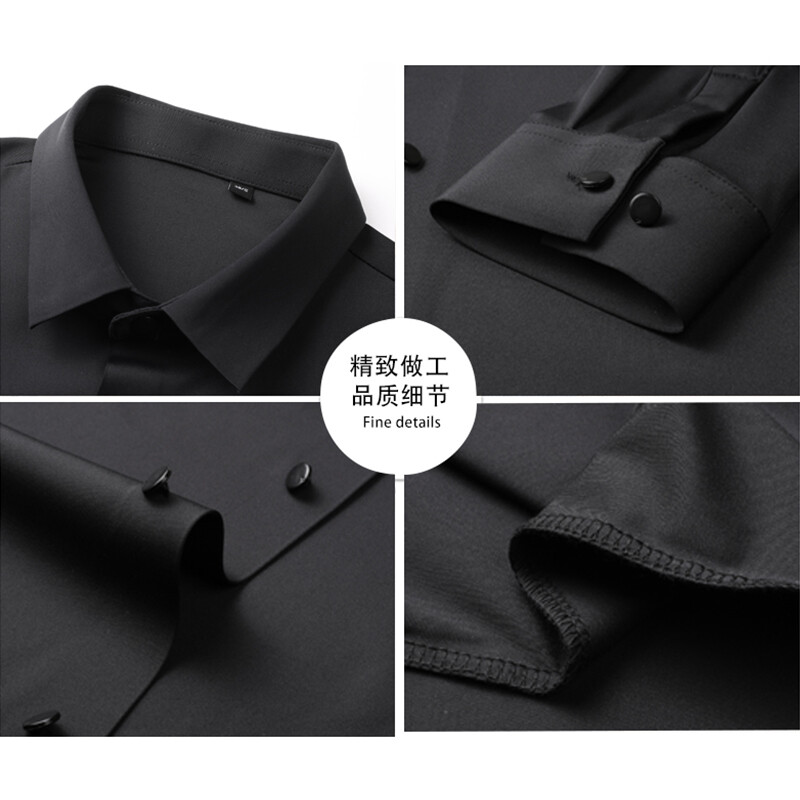 Νέο, υψηλής ελαστικότητας, μη σιδερένιο ανδρικό πουκάμισο μακρυμάνικο κορυφαίας ποιότητας λεπτό μονόχρωμο επίσημο φόρεμα πολυτελείας