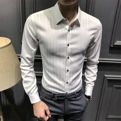 2024 Elegant Fashion Harajuku Slim Fit Ropa Hombre Loose Casual All Match särk terava kaelusega nööbiga trükitud pikkade varrukatega Blusa