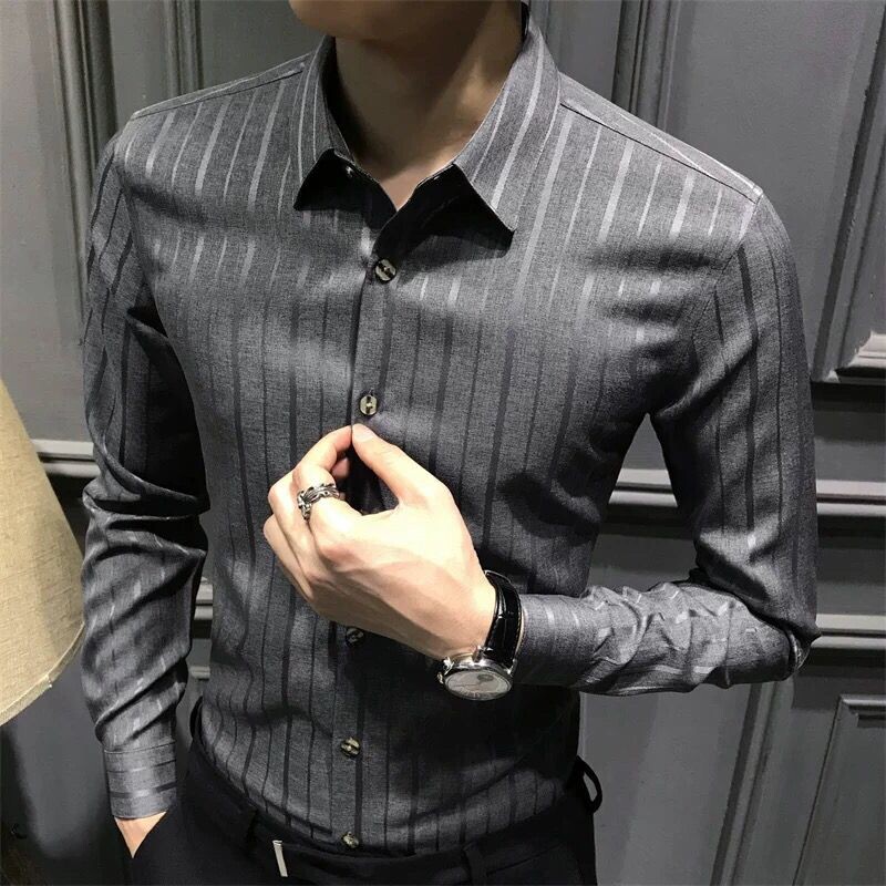 2024 Elegant Fashion Harajuku Slim Fit Ropa Hombre Loose Casual All Match särk terava kaelusega nööbiga trükitud pikkade varrukatega Blusa