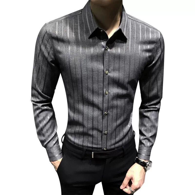 2024 Elegant Fashion Harajuku Slim Fit Ropa Hombre Loose Casual All Match särk terava kaelusega nööbiga trükitud pikkade varrukatega Blusa